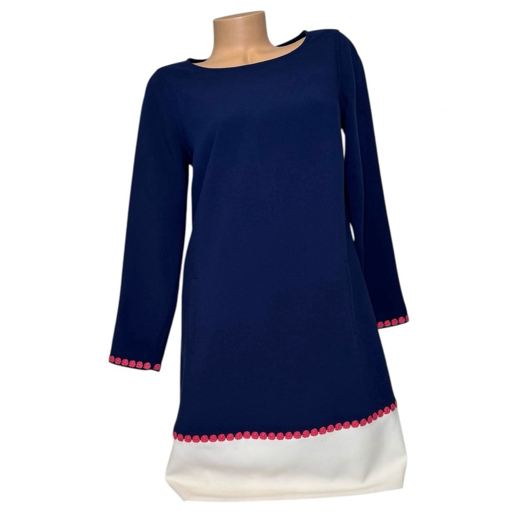 Vineyard Vines Women's Size SMALL‎ Embroidered Trim Lined Front Pockets Dress